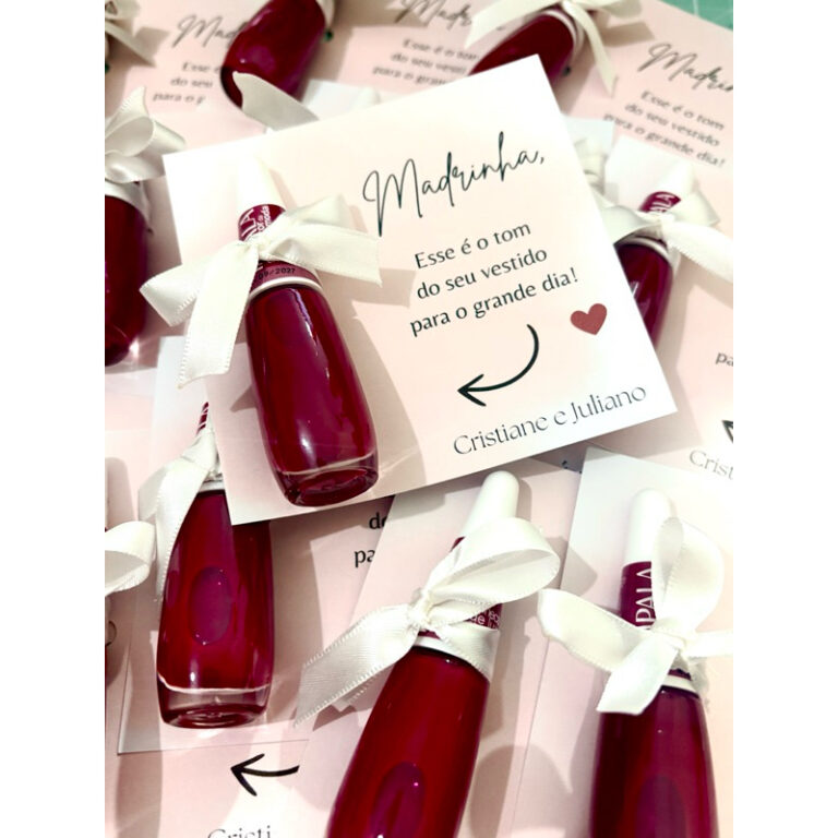 Kit de convite para padrinhos com esmalte e gravata