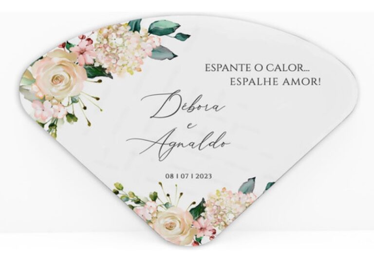 Leque ventarola de papel para os convidados na cerimônia