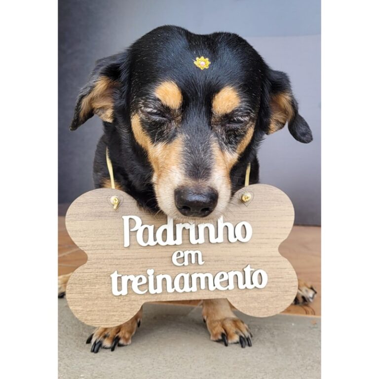 Placa personalizada para o pet entrar como pajem no casamento