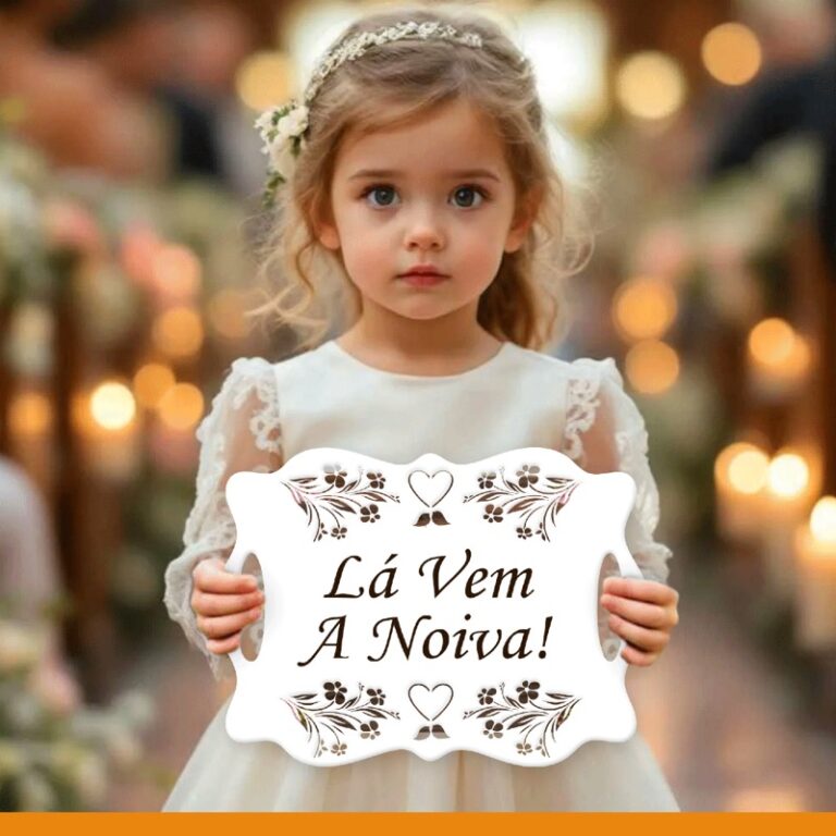 Plaquinha de casamento lá vem a noiva em madeira