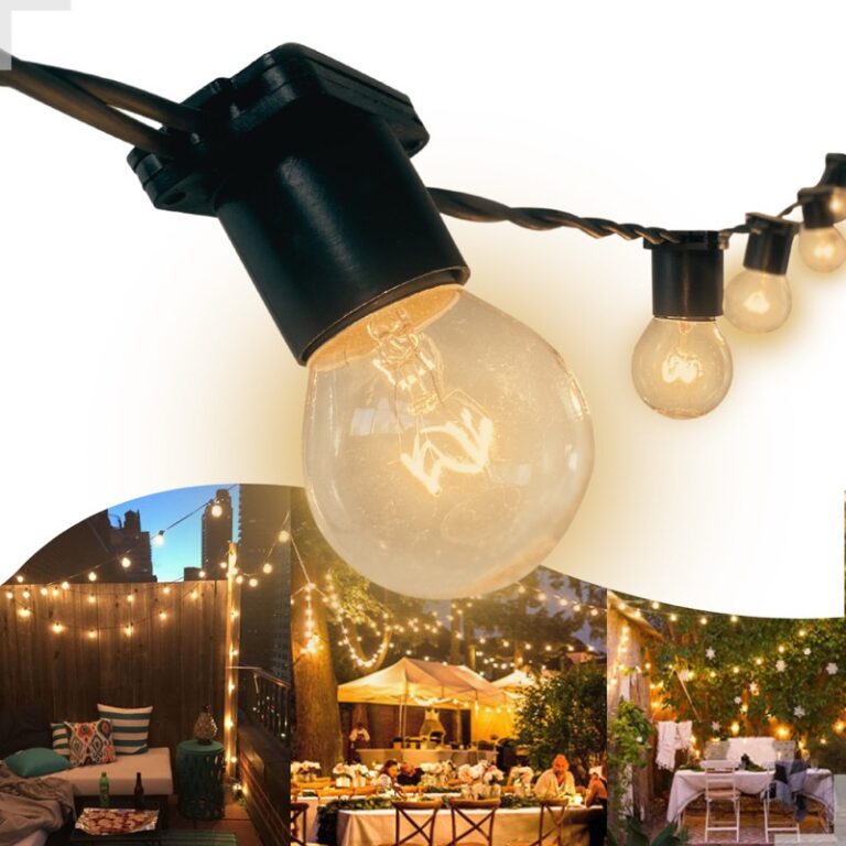 Varal de luzes de 40 metros com lâmpadas para área externa do casamento