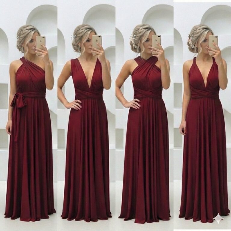 Vestido multiformas de madrinha, que permite várias amarrações diferentes