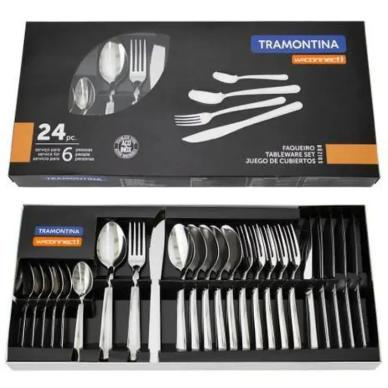 Faqueiro de aço inox com 24 peças
