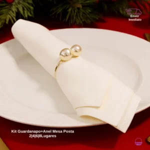 Guardanapo de tecido com anel de pérola