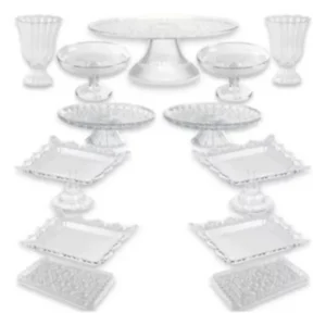 Kit com 3 boleiras, 8 bandejas e 2 vasos