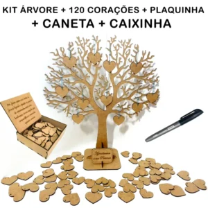 Árvore de assinaturas com 120 corações