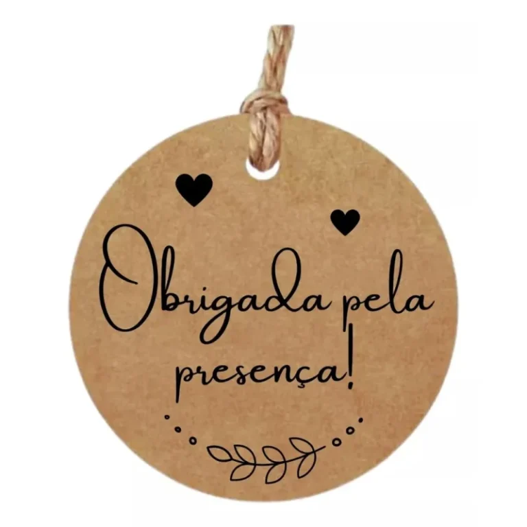 Tags de papel kraft com frase de agradecimento