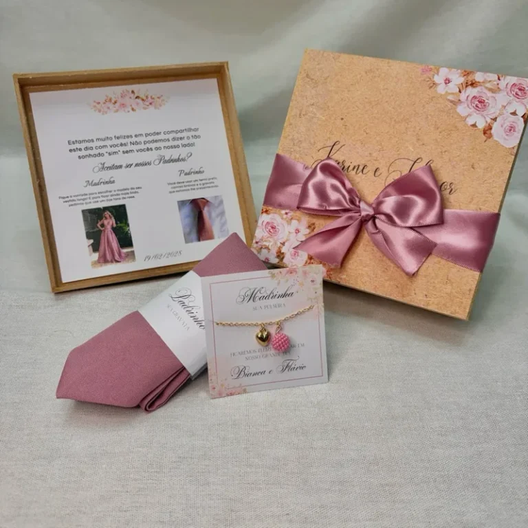 Kit de caixa de convite em MDF com pulseira
