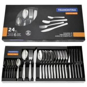 Faqueiro de aço inox com 24 peças