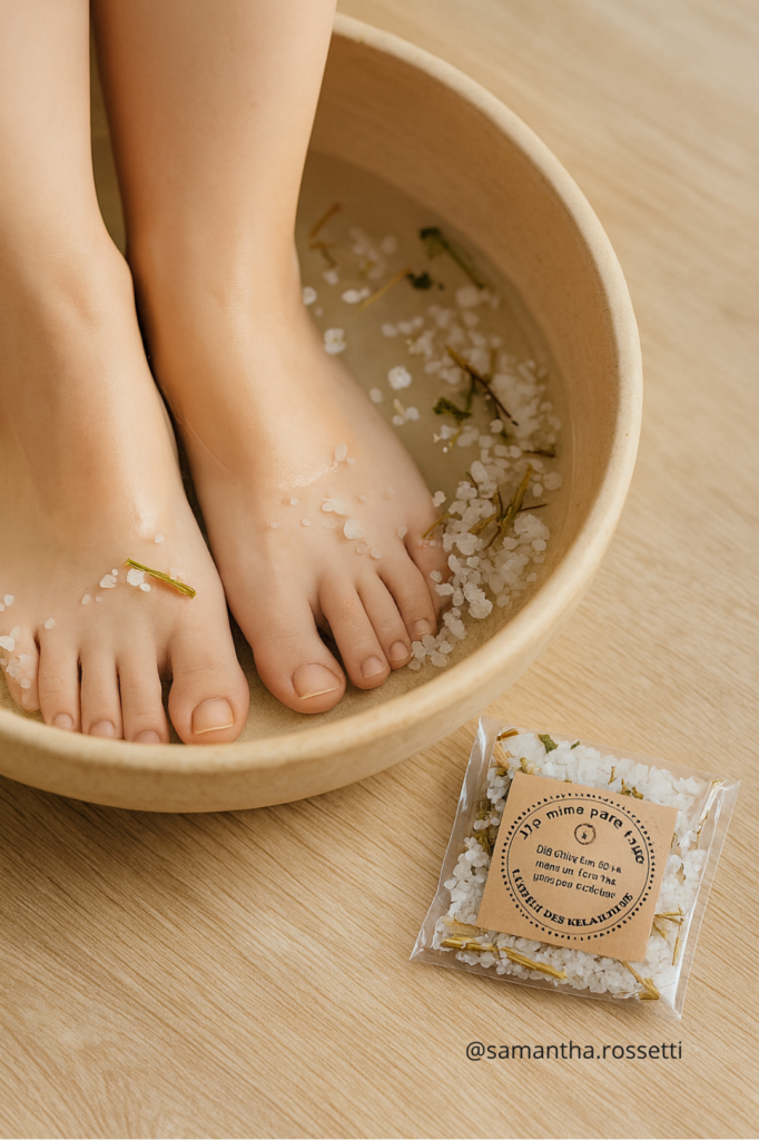 Kit de escalda-pés com sais de banho, lembrancinha de casamento para os convidados